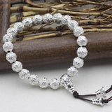 Tibetan Silver Beads Rope Bracelet for Men