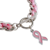 Breast Cancer Pink Ribbon Bracelet and Necklace Set