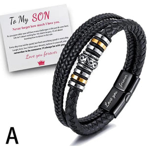 Love You Forever Leather Braided Bracelet with Gift Wristband Card