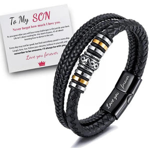 Love You Forever Leather Braided Bracelet with Gift Wristband Card