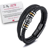 Love You Forever Leather Braided Bracelet with Gift Wristband Card