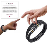 Love You Forever Leather Braided Bracelet with Gift Wristband Card