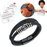 Love You Forever Leather Braided Bracelet with Gift Wristband Card