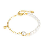 Stainless Steel Chain Bracelet with Pearl for Women