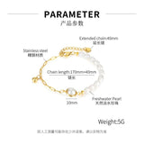 Stainless Steel Chain Bracelet with Pearl for Women