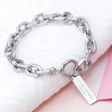 Cuban Chain Stainless Steel Heart Bracelet for Women Men
