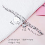 Cuban Chain Stainless Steel Heart Bracelet for Women Men