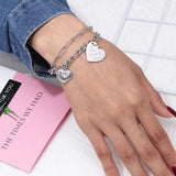Cuban Chain Stainless Steel Heart Bracelet for Women Men