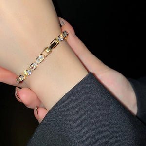 Rose Silver Tennis Bracelet Bangle for Women Gift Jewelry