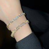 Rose Silver Tennis Bracelet Bangle for Women Gift Jewelry