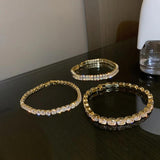 Rose Silver Tennis Bracelet Bangle for Women Gift Jewelry