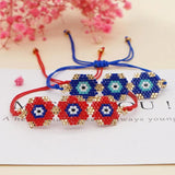 Hand Woven Flower Beaded Bracelet Adjustable Bohemia Unisex