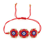 Hand Woven Flower Beaded Bracelet Adjustable Bohemia Unisex