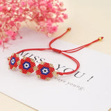 Hand Woven Flower Beaded Bracelet Adjustable Bohemia Unisex