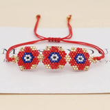 Hand Woven Flower Beaded Bracelet Adjustable Bohemia Unisex