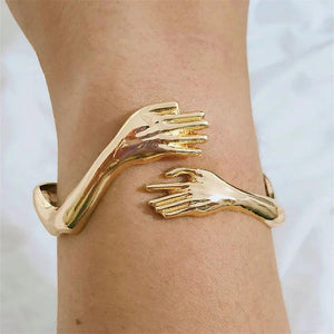 Hand Hug Bracelet Open Cuff Bangle Vintage Jewelry Gift for Couples