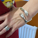 Hand Hug Bracelet Open Cuff Bangle Vintage Jewelry Gift for Couples