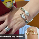 Hand Hug Bracelet Open Cuff Bangle Vintage Jewelry Gift for Couples