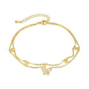 Titanium Steel Double Butterfly Stainless Steel Anklets