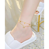 Titanium Steel Double Butterfly Stainless Steel Anklets