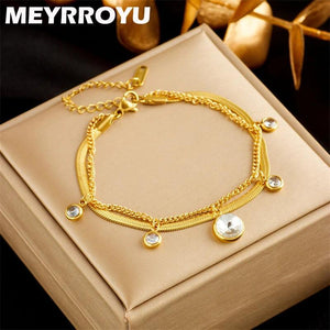 316 SS Zircon Pendant Bracelet Women's Jewelry Party Gift Bijoux Accessories