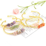 Copper Wire Wrap Stone Bangle Bracelet for Women