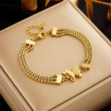 316 Stainless Steel Butterfly Pendant Bracelet For Women