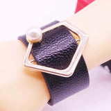 Punk Pearl Leather Bracelets Women Cuff Wrap Jewelry