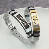 Vintage Stainless Steel Cross Charm Bracelet