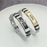Vintage Stainless Steel Cross Charm Bracelet