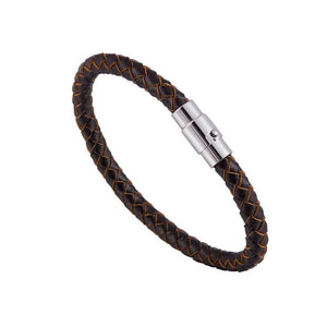 Men's Titanium Steel Leather Woven Bracelet