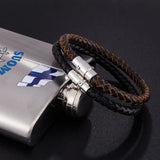 Men's Titanium Steel Leather Woven Bracelet
