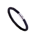Men's Titanium Steel Leather Woven Bracelet