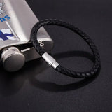 Men's Titanium Steel Leather Woven Bracelet