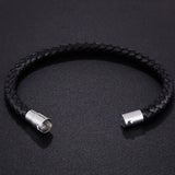 Men's Titanium Steel Leather Woven Bracelet