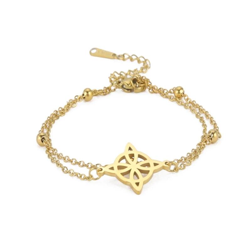 Witch Knot Charm Bracelet Stainless Steel Double Layer Wicca Jewelry