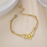 Witch Knot Charm Bracelet Stainless Steel Double Layer Wicca Jewelry