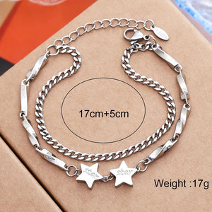 Bohemia Cuban Chain Stone Beads Bracelets, Silver Plated Jewelry