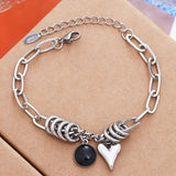 Bohemia Cuban Chain Stone Beads Bracelets, Silver Plated Jewelry