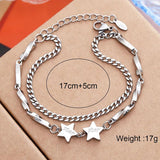 Bohemia Cuban Chain Stone Beads Bracelets, Silver Plated Jewelry