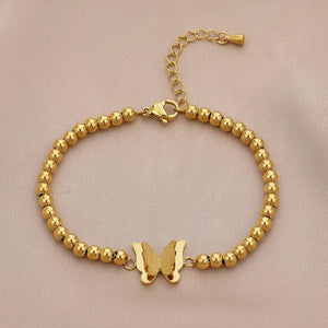 316L Stainless Steel Portrait Pendant Bracelet Beaded Chain For Women