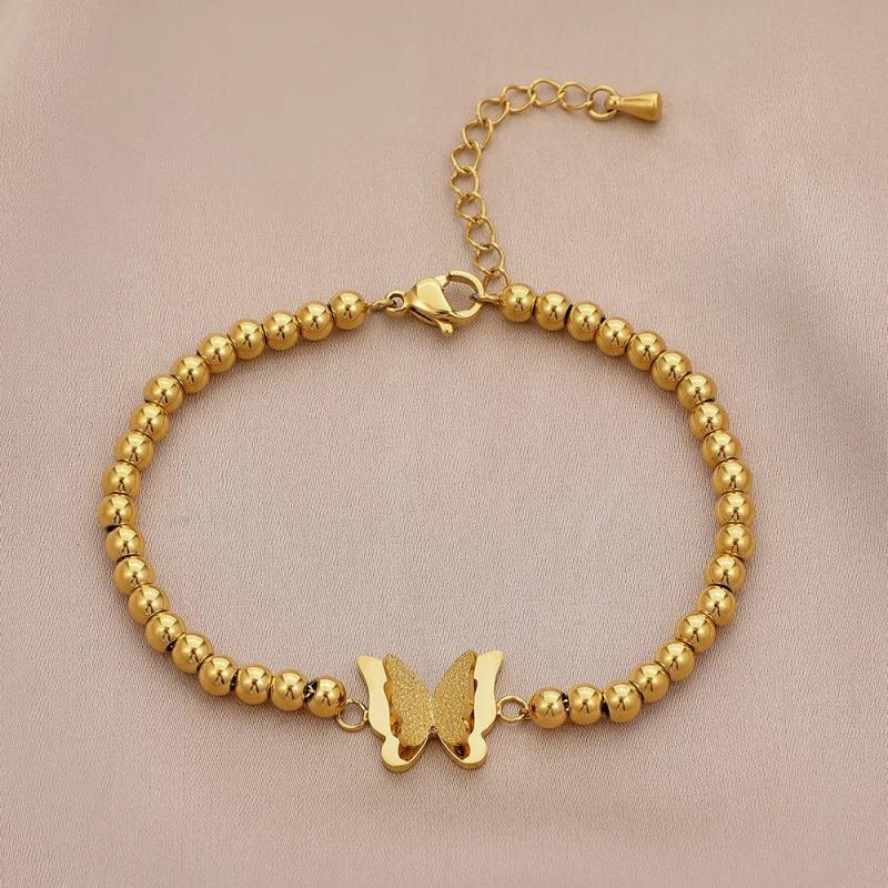 316L Stainless Steel Portrait Pendant Bracelet Beaded Chain For Women