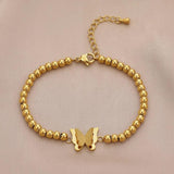 316L Stainless Steel Portrait Pendant Bracelet Beaded Chain For Women