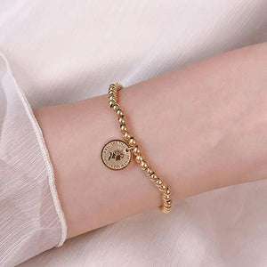 316L Stainless Steel Portrait Pendant Bracelet Beaded Chain For Women
