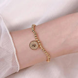 316L Stainless Steel Portrait Pendant Bracelet Beaded Chain For Women