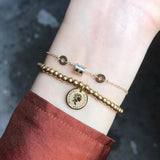 316L Stainless Steel Portrait Pendant Bracelet Beaded Chain For Women
