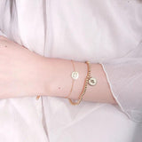 316L Stainless Steel Portrait Pendant Bracelet Beaded Chain For Women