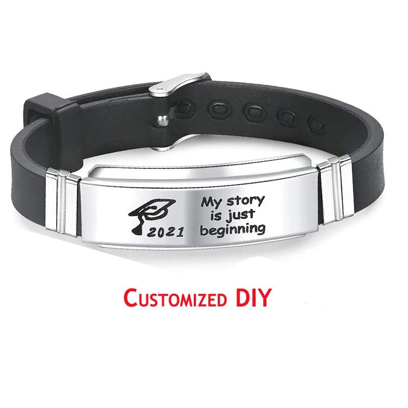 Silicone Bar Bracelets Men Anniversary Jewelry Adjustable Wristband