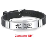 Silicone Bar Bracelets Men Anniversary Jewelry Adjustable Wristband