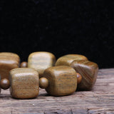 Men's Square Wood Beads Bracelet 16mm Elastic